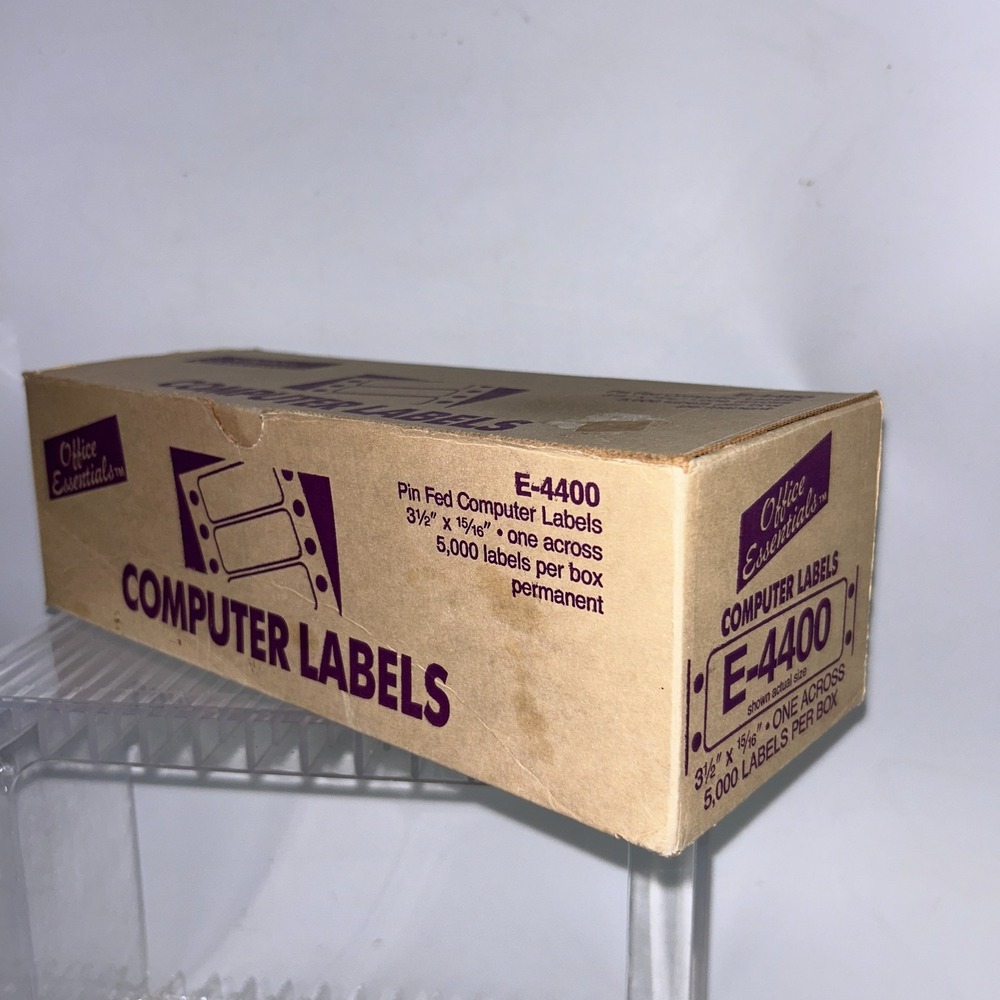 Office Essentials E4400 Computer Labels White 3 1/2"x15/16" Made in USA NOTE